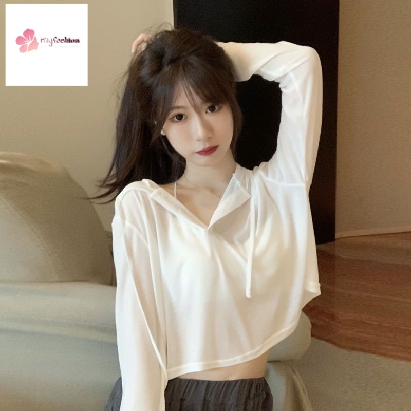 Áo Thun Tay Dài Chống Nắng Bằng Lụa Lạnh Trong Suốt Nhẹ Nhàng Thiết Kế Mới Hợp Thời Trang