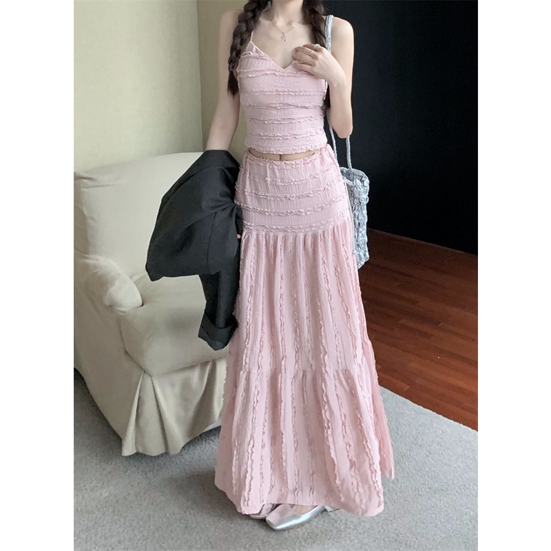 「Nonfatgirl」Bộ Áo Váy Hai Mảnh Phối Ren Cao Cấp Phong Cách Ngọt Ngào Mùa Hè Mới