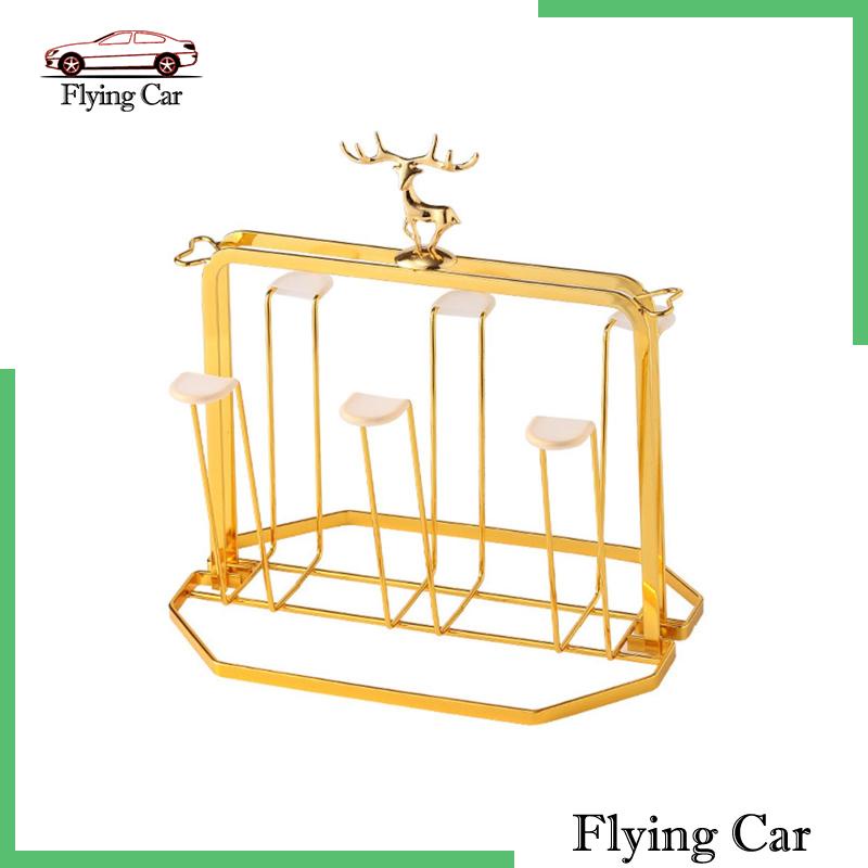 Giá Đỡ Cốc 6 Ngăn Bằng Kim Loại Sang Trọng Tiện Dụng Cho Văn Phòng / Lọ Gia Đình