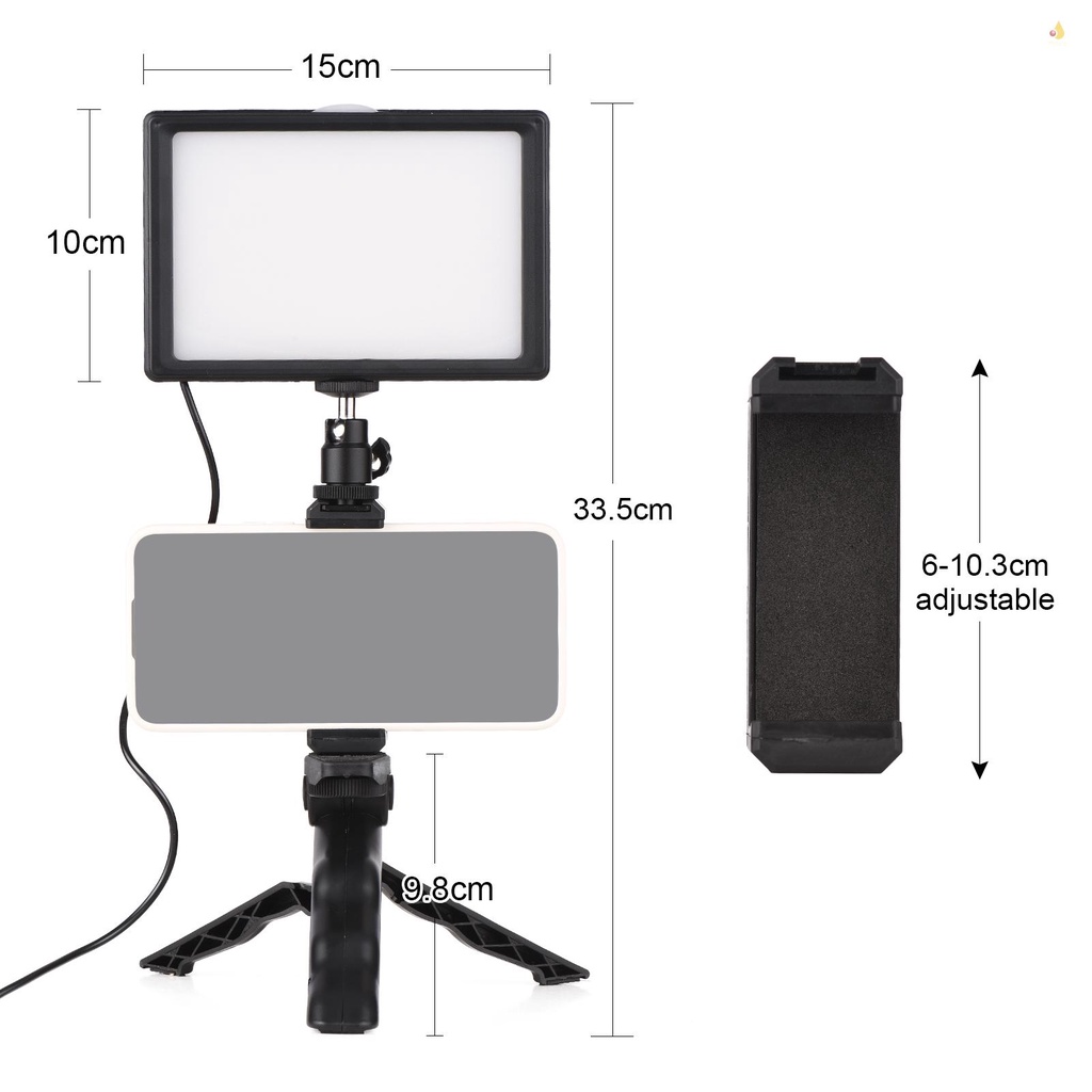 Bộ Đèn LED Andoer Để Bàn Chuyên Nghiệp + Giá Đỡ Ba Chân Điều Chỉnh Được + 120 Hạt Đèn Màu Nhiệt Độ 3200-5600K 14 Mức Độ Sáng