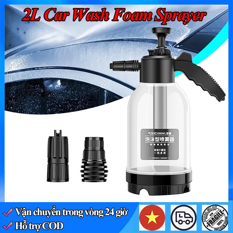 2L bình phun xịt rửa xe tạo vọt tuyết bình xịt rửa xe ô tô cầm tay gia đình bình xịt áp lực khí nén bình thủ công