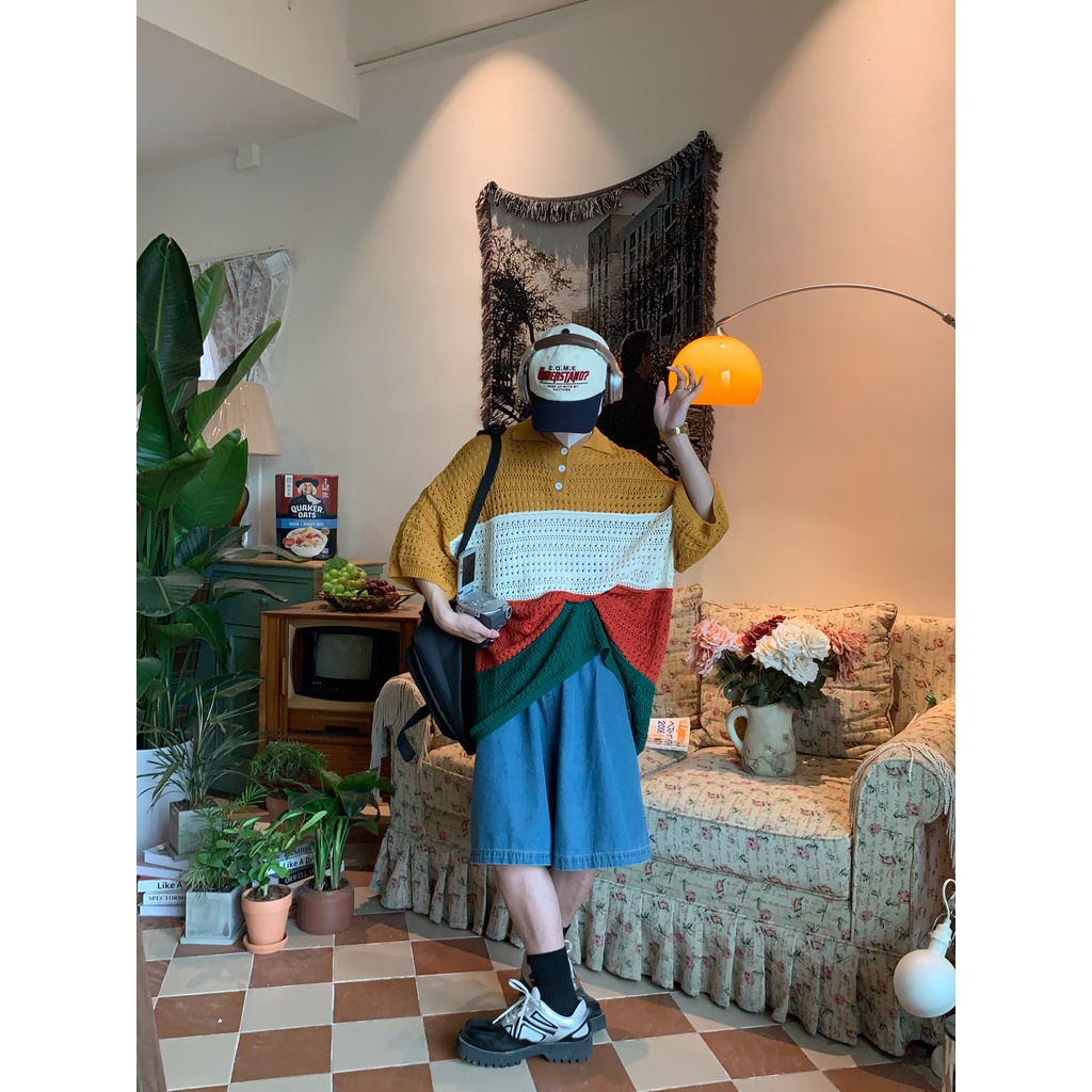 Áo Thun POLO Dệt Kim Ngắn Tay Họa Tiết Kẻ Sọc Nhiều Màu Sắc Thời Trang Cho Nam