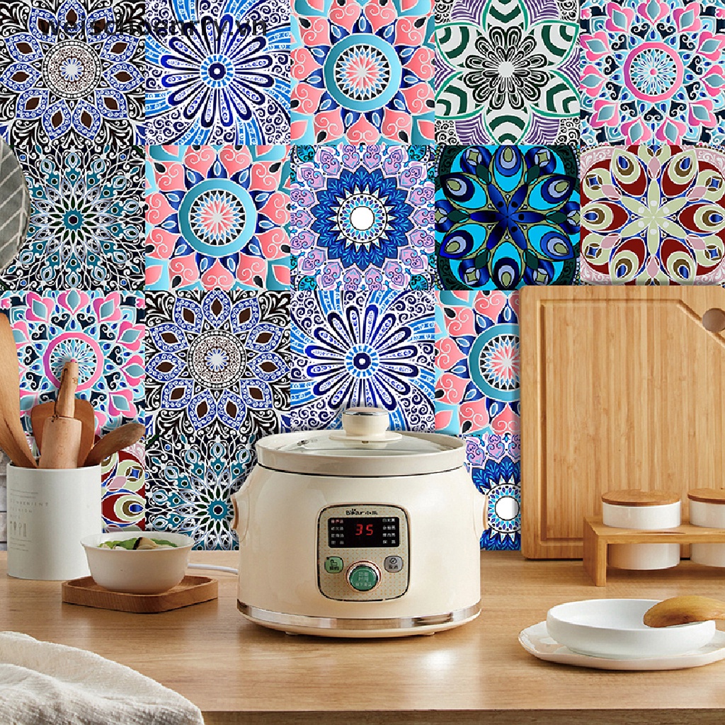 10 Sticker PVC Cứng Chống Nước Họa Tiết Mandala Dễ Thương Bắt Mắt