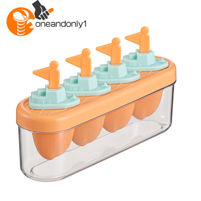 Bộ Khuôn Làm Kem Que Thủ Công Dễ Lắp Đặt Kèm 4 Que Kem Có Thể Tái Sử Dụng