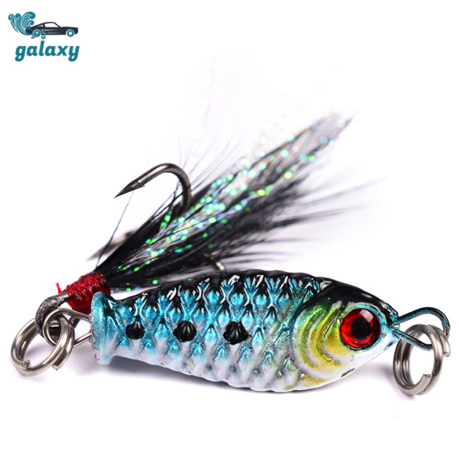 Bộ 4 Mồi Câu Cá Mini 3cm 6g 6g Kèm Móc Câu Hình Lông Vũ