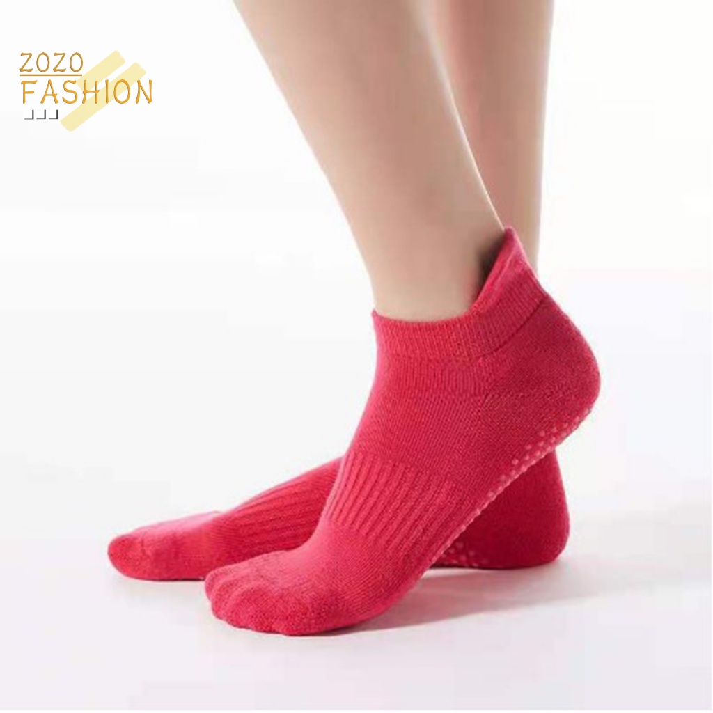 1 Đôi Vớ Cao Su Co Giãn Không Xỏ Lỗ Họa Tiết Chấm Bi Dùng Tập Yoga / Thể Thao