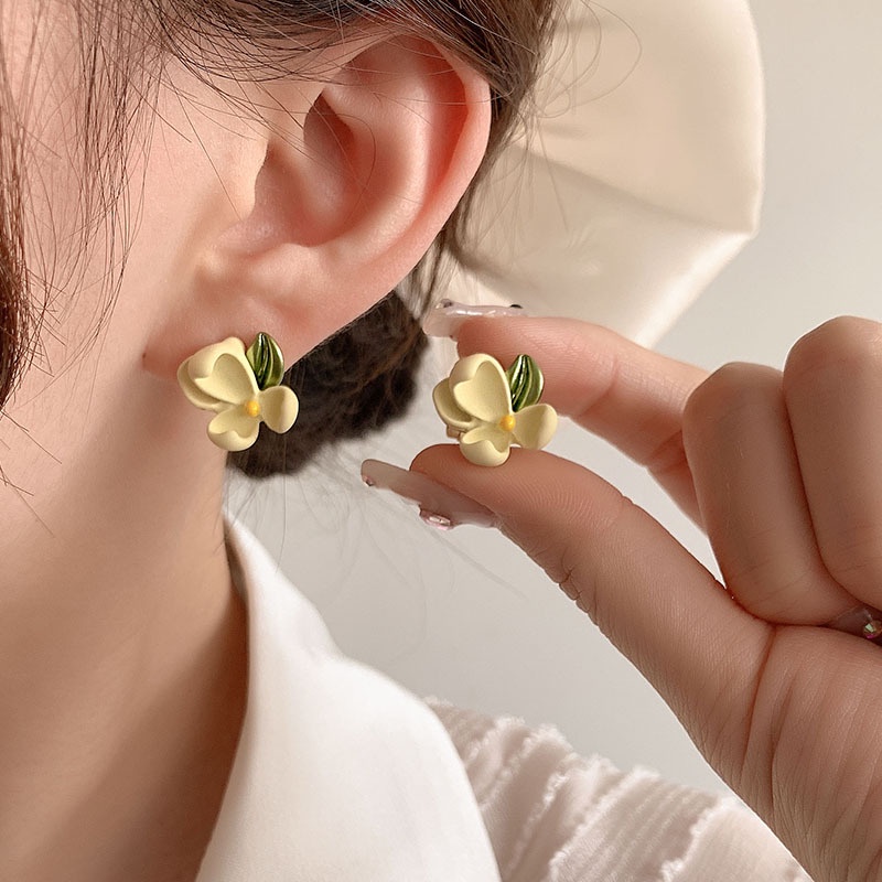 Bông Tai Dáng Dài Hình Học Màu Xanh Lá Thời Trang Mùa Hè Hàn Quốc Cho Nữ