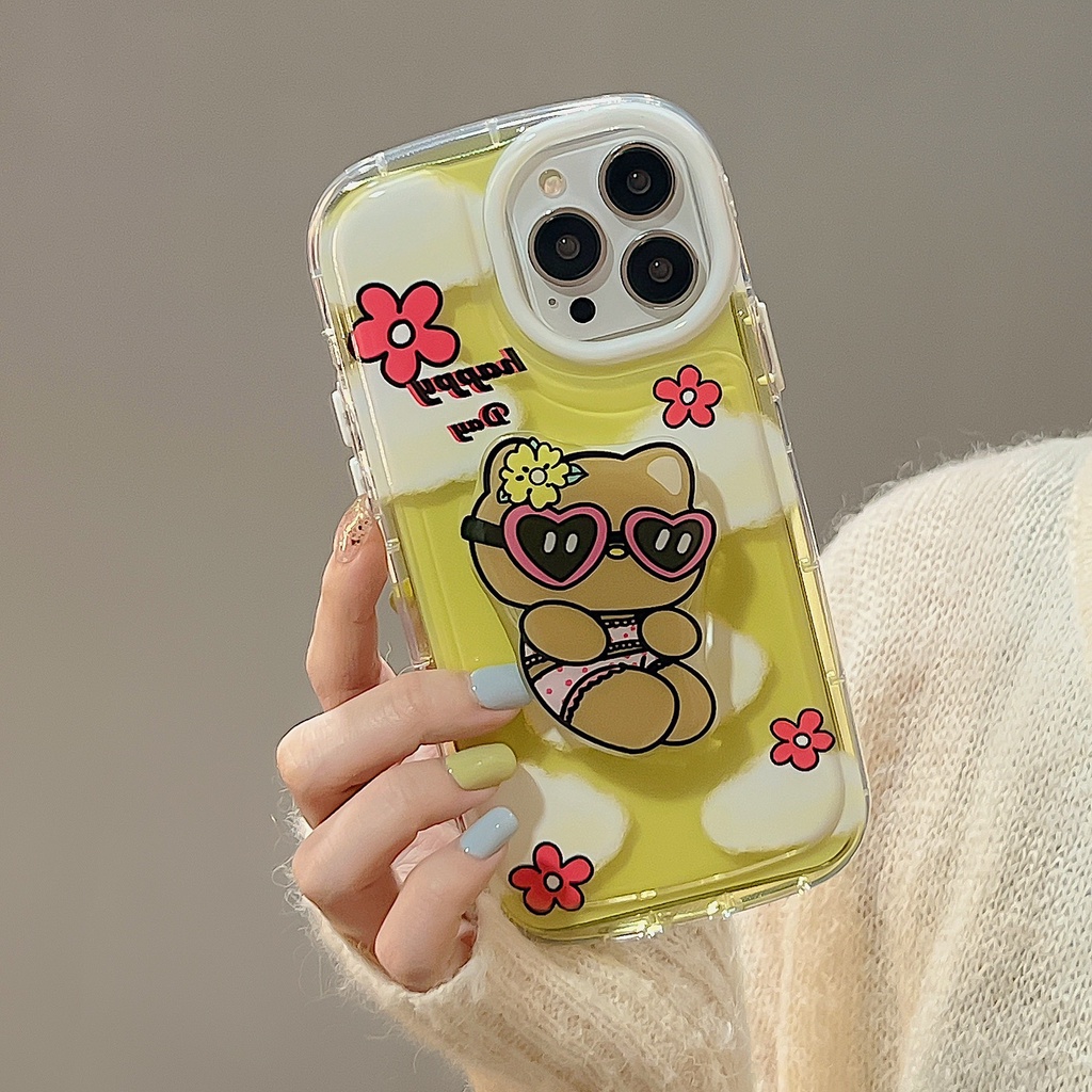 Ốp Điện Thoại TPU Dẻo Trong Suốt Họa Tiết Hoạt Hình Hello Kitty Dễ Thương Kèm Giá Đỡ Cho iPhone 14 13 12 11 PRO MAX