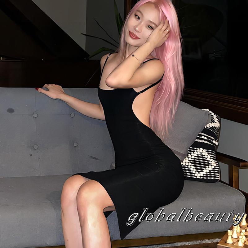 Đầm Hai Dây Hở Lưng Màu Sắc Đơn Giản Thời Trang Mùa Hè Cho Nữ