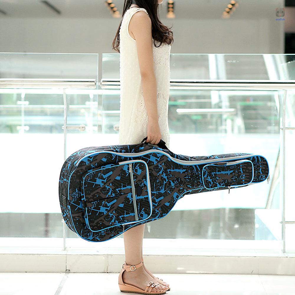 Túi Đựng Đàn Guitar 41Inch 600D Bằng Vải Oxford Chống Nước Thêu Họa Tiết Màu Xanh Rằn Ri