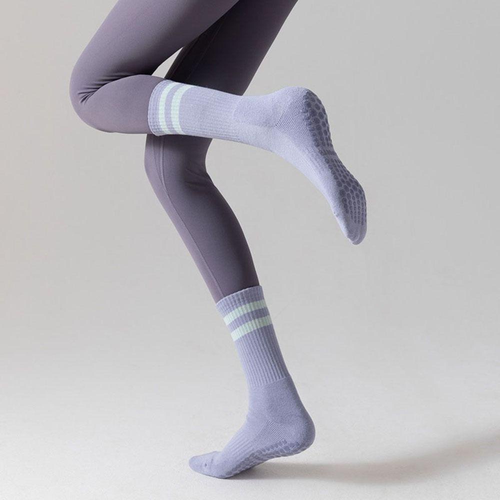 Vớ Ống Lửng Bằng Silicon Co Giãn Chống Trượt Họa Tiết Kẻ Sọc Thời Trang Tập Yoga / Nhảy Múa Thể Thao