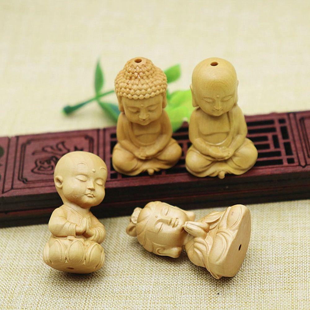 Tượng Phật Nhỏ Chạm Khắc Thủ Công Bằng Gỗ Phong Cách Vintage Trang Trí Nội Thất DIY