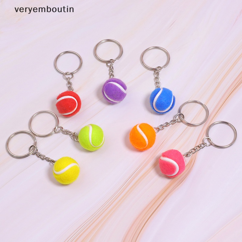 Móc Khóa Kim Loại Hình Quả Bóng Tennis 6 Màu Sắc
