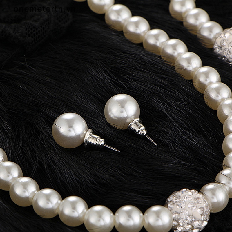 Bộ Trang Sức Đính Ngọc Trai Nhân Tạo Thời Trang Dành Cho Nữ