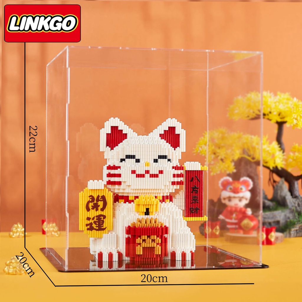 Đồ Chơi Lắp Ráp Hình Chú Mèo May Mắn Dễ Thương Trang Trí Bàn Làm Việc