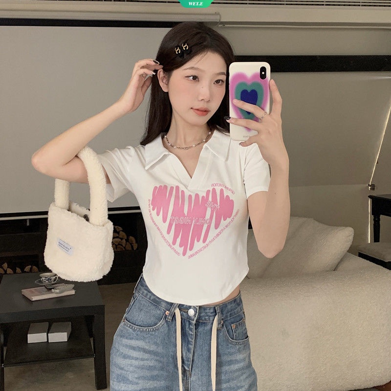 Áo Thun Crop Top Tay Ngắn Lệch Vai Thời Trang Mùa Hè 2023 Y2k Cho Nữ