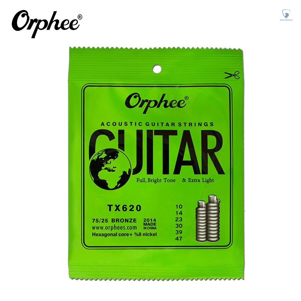Set 6 Dây Đàn Guitar Orphee TX620 (. 010-.047) Bằng Đồng Trọng Lượng Nhẹ