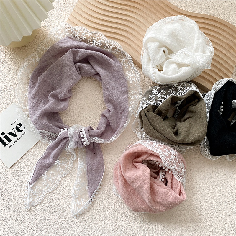 Khăn Choàng Cổ Bằng Cotton Lanh Màu Trơn Hình Tam Giác 60 * 60 * 100cm