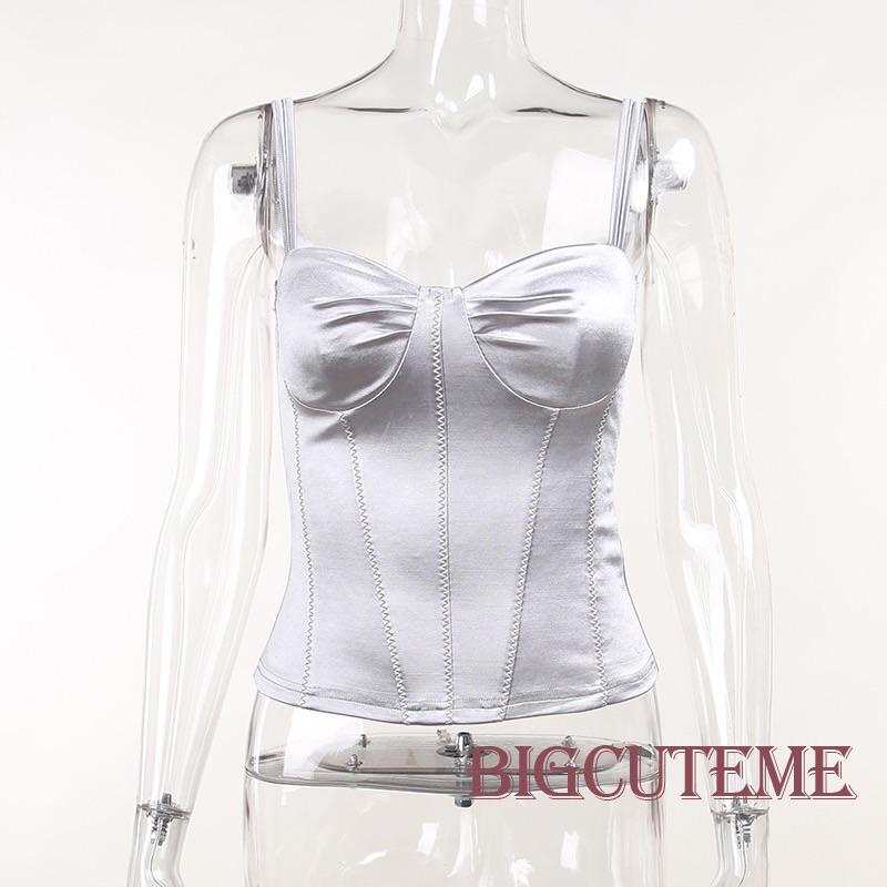 [] - Áo Hai Dây Hở Lưng Ôm Dáng Xếp Ly Màu Trơn Mùa Hè Cho Nữ