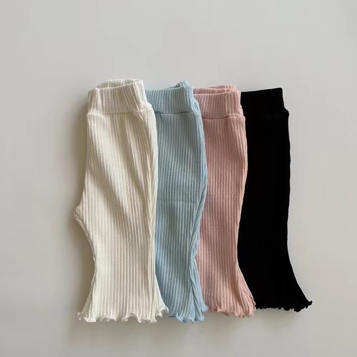 Quần Dài Ống Loe Màu Trơn Họa Tiết Kẻ Sọc Thời Trang Xuân Hè Cho Bé Gái