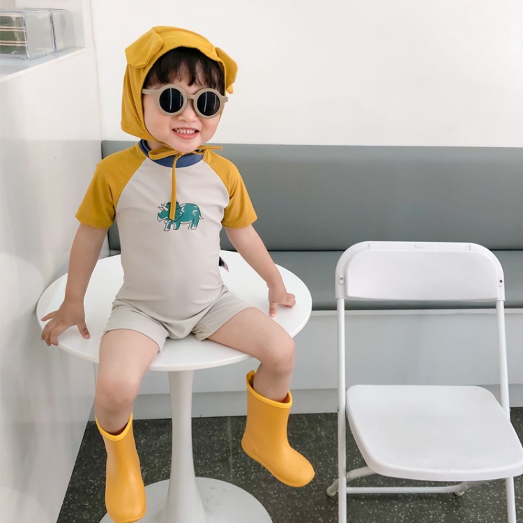 Bộ Đồ Bơi Liền Thân 90-130cm Nhanh Khô Họa Tiết Khủng Long Dễ Thương Cho Bé Trai