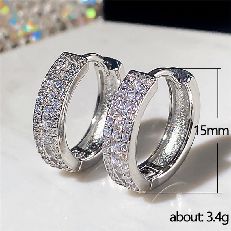Bông Tai Mạ Bạc Dạng Vòng Đính Đá Zircon Thời Trang Cho Nữ
