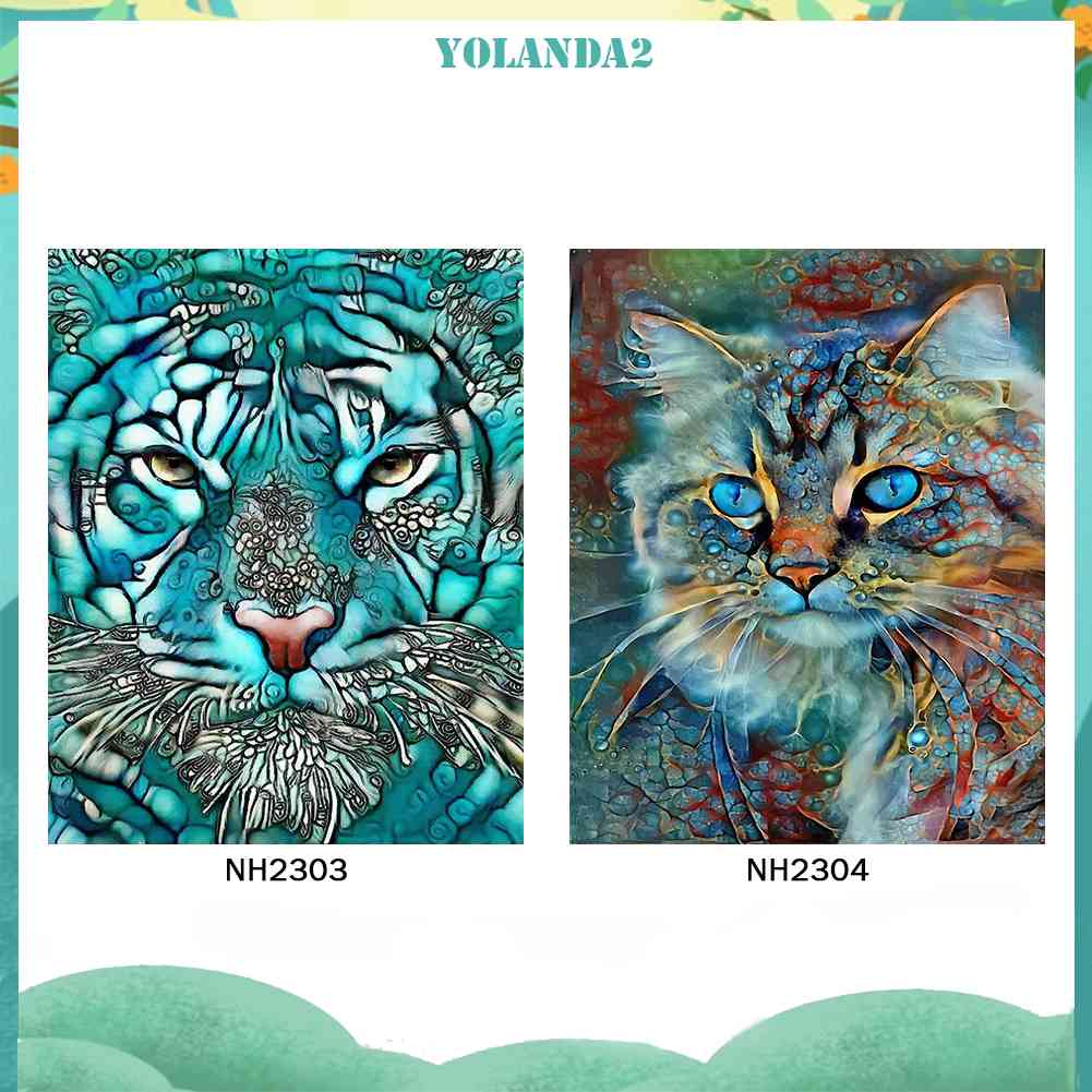 Bộ Tranh Đính Đá Mặt Kính Tròn Họa Tiết Động Vật Độc Đáo Trang Trí Nhà Cửa