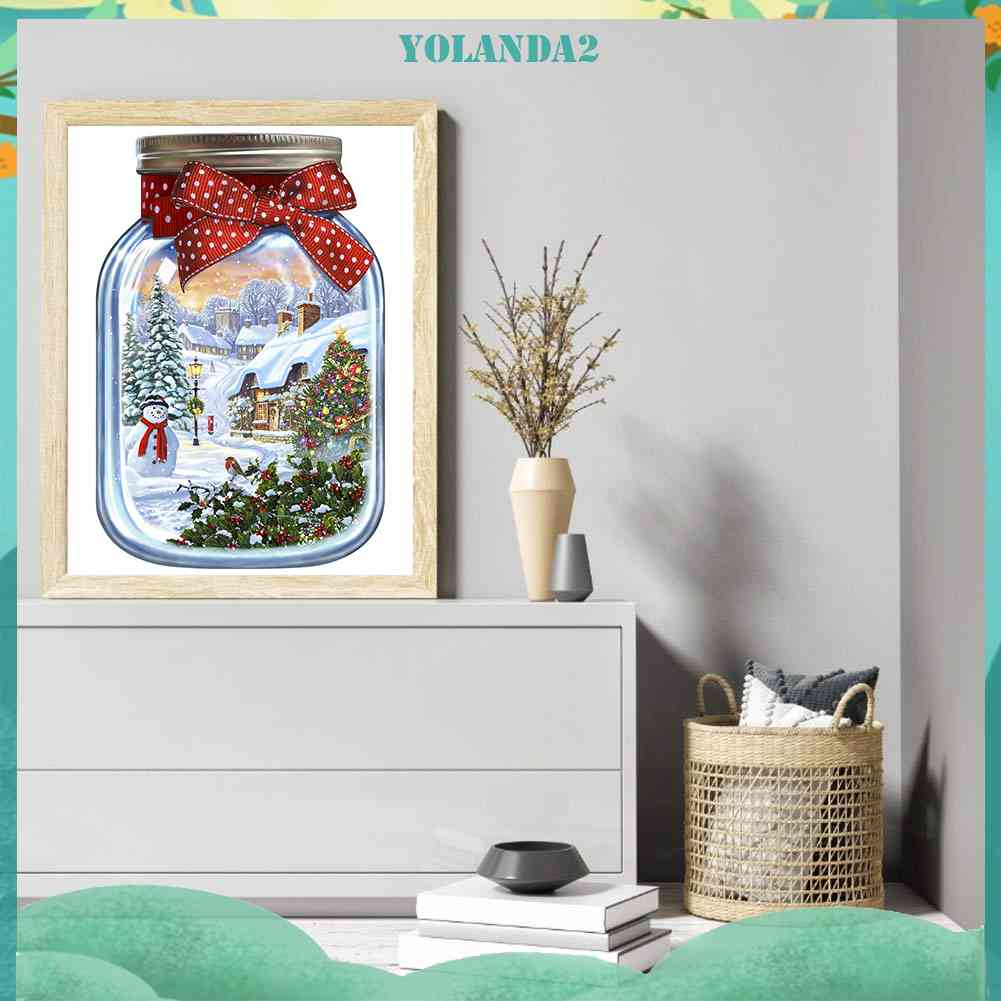 Tranh Đính Đá Kim Cương Toàn Bộ 5D DIY Hình Vẽ Lọ Hoa Giáng Sinh Trang Trí Nhà Cửa