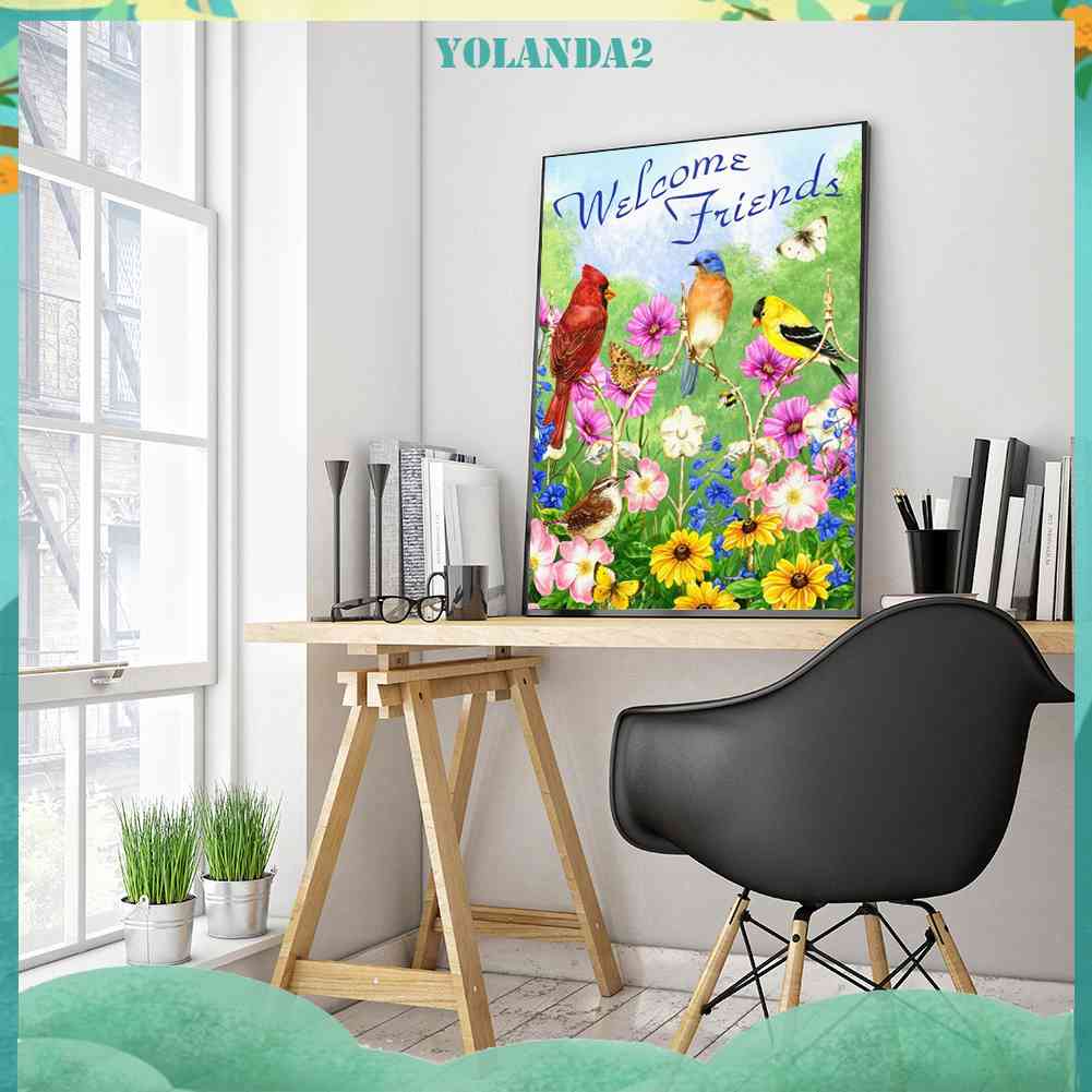 Bộ Tranh Đính Đá 5D Họa Tiết Hoa Và Chim Độc Đáo DIY Dùng Trang Trí Nhà Cửa