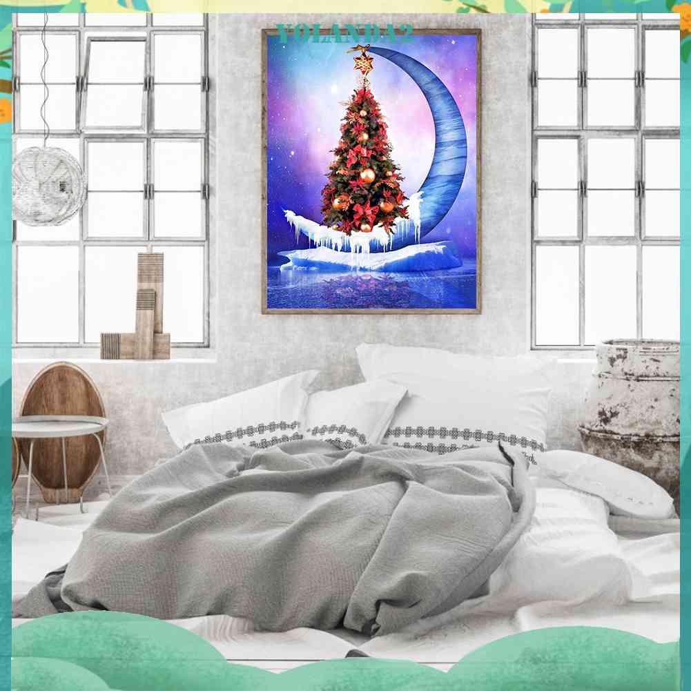 Tranh Đính Đá Kim Cương Toàn Bộ 5D DIY Hình Cây Thông Giáng Sinh