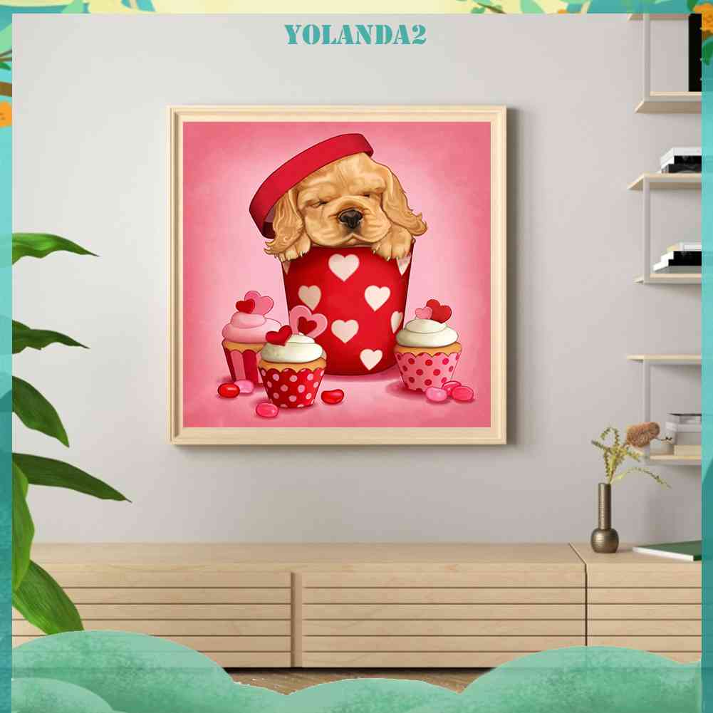 Tranh Đính Đá Kim Cương Toàn Bộ 5D DIY Hình Vẽ Chó Trang Trí Nhà Cửa