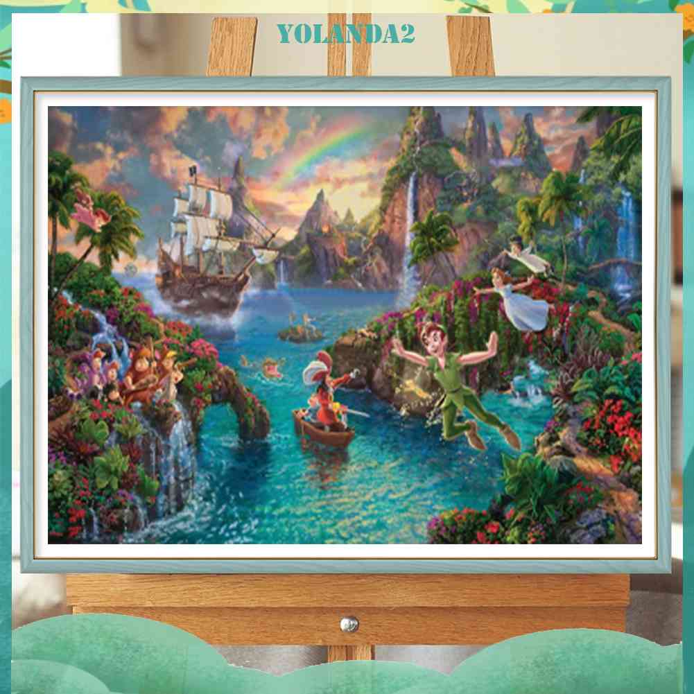 Bộ Tranh Đính Đá Họa Tiết Hòn Đảo Hoạt Hình Độc Đáo Trang Trí Nhà Cửa