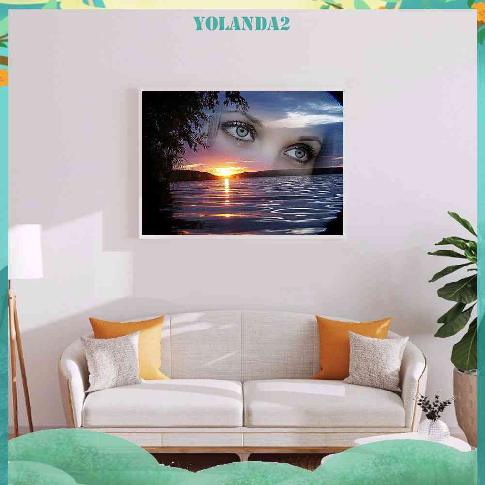 Bộ Tranh Đính Đá Tự Làm Toàn Diện Hình Đôi Mắt Trên Hồ