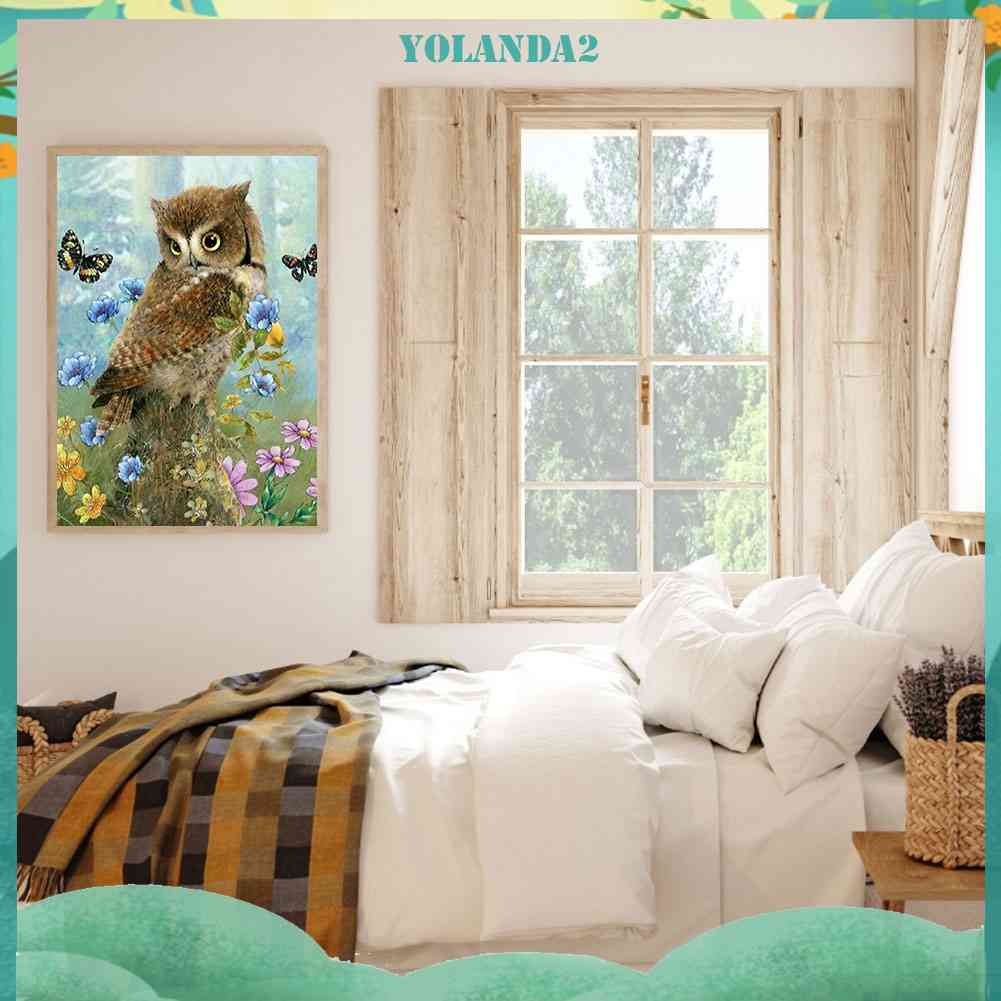 Tranh Đính Đá Kim Cương Toàn Bộ 5D DIY Hình Vẽ Con Cú Và Bướm