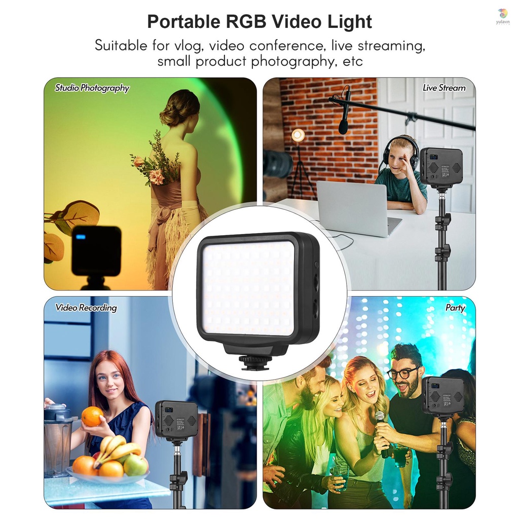 Đèn LED RGB 2500K-9900K 21 Hiệu Ứng Không Bước Kèm Pin Tích Hợp Dùng Để Quay Video / Phát Trực Tuyến