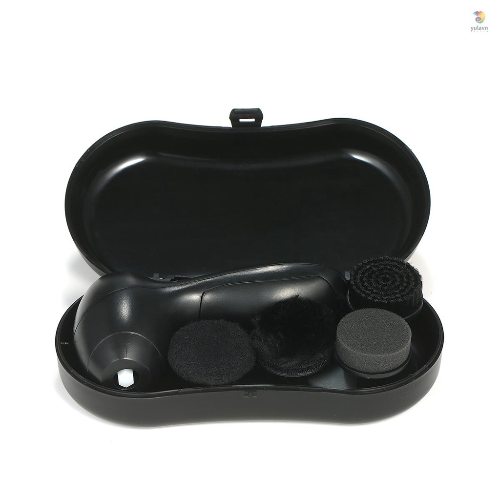 Bộ Dụng Cụ Đánh Bóng Giày Da Mini Cầm Tay Kèm 4 Đầu Bàn Chải Tiện Dụng