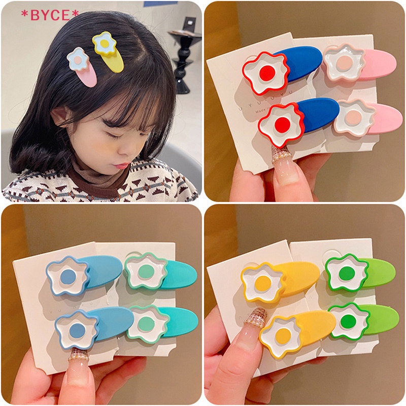 Set 2 Kẹp Tóc Gợn Sóng Màu Kẹo Ngọt In Họa Tiết Hoa / Động Vật Hoạt Hình Thời Trang Cho Bé Gái Mới