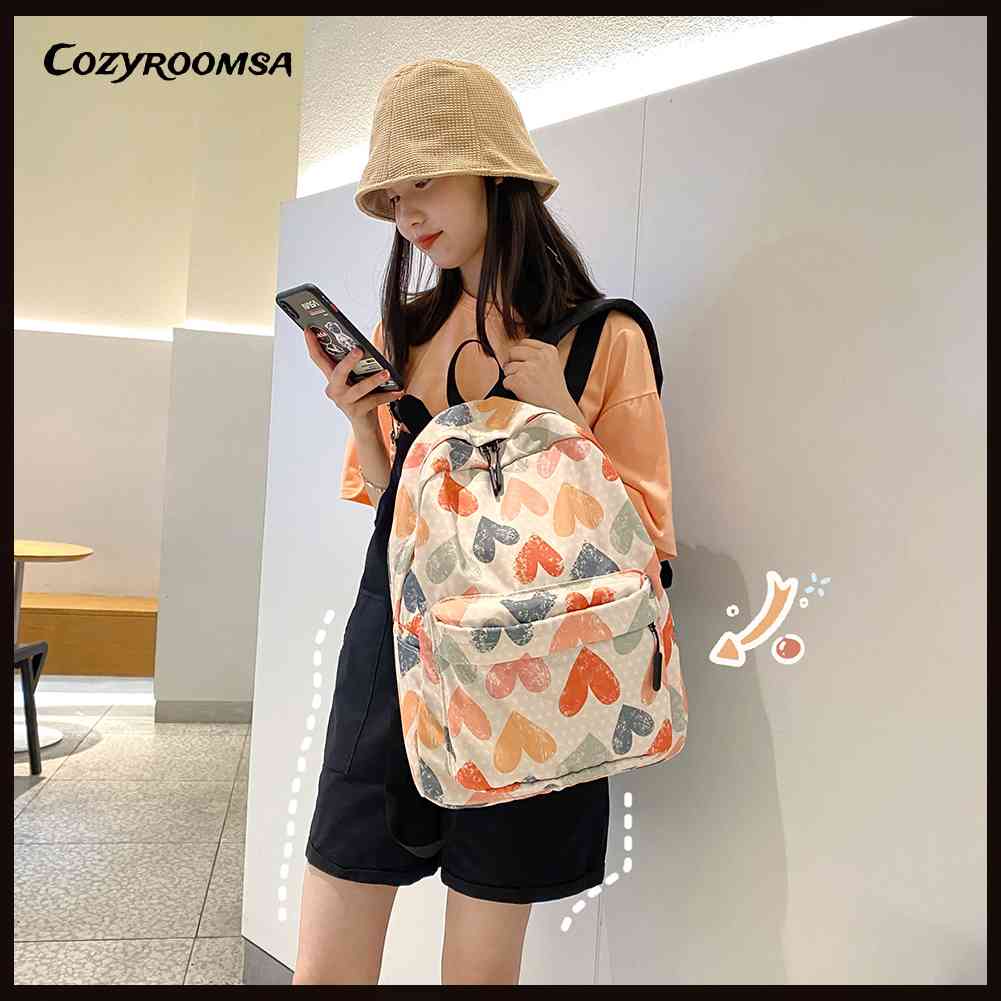 Ba Lô Lớn In Họa Tiết Hoạt Hình Graffiti Phong Cách Preppy Cho Nữ