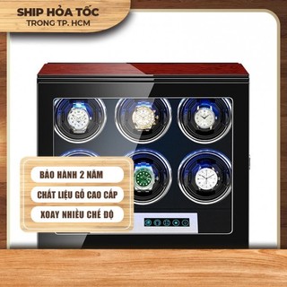 Hộp đựng đồng hồ cơ 6 xoay 6 có đèn led cao cấp 0168