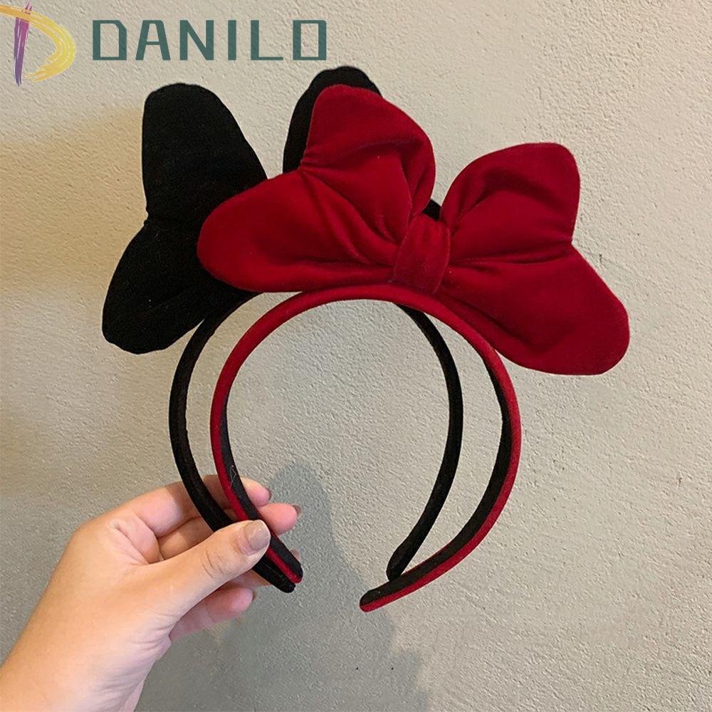 Băng Đô Cài Tóc DANILO Bằng Nhung Chống Trượt Đính Hoa Tuyết Màu Đỏ Ngọt Ngào Hợp Thời Trang Cho
