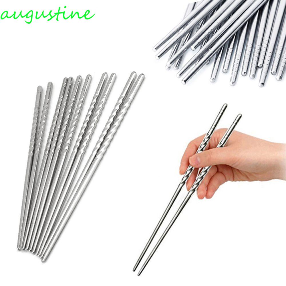 Bộ 5 Đôi Đũa Tròn Bằng Thép Không Gỉ Siêu Nhẹ An Toàn Cho Sức Khỏe