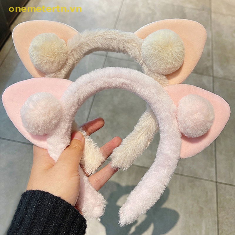 1 Băng Đô Tai Mèo Bằng Lông Nhung Thời Trang Dành Cho Nữ