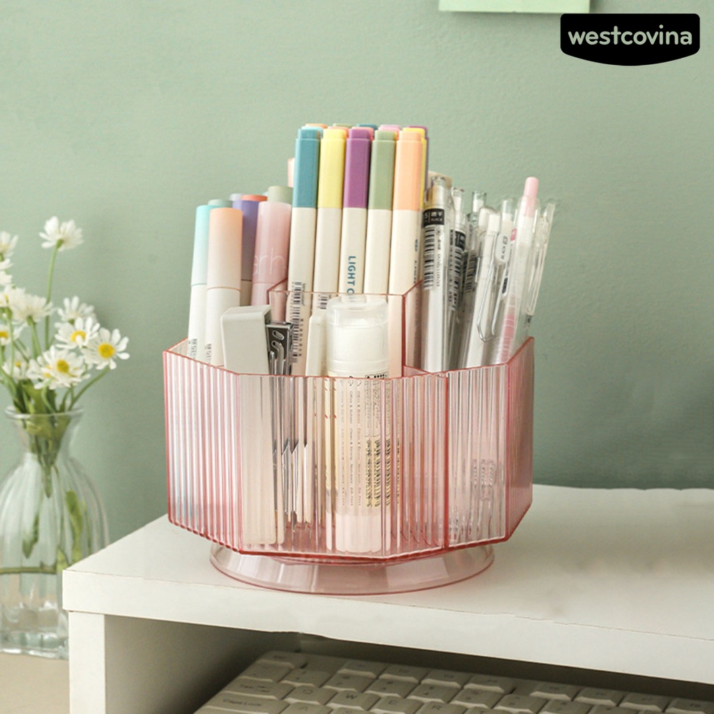[COD]♪Hộp Đựng Cọ Trang Điểm Dạng Xoay Trong Suốt Dung Tích Lớn Đa Năng