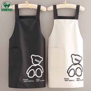 Jjt hellojimmy tạp dề chống thấm nước và dầu in hình gấu dễ thương
