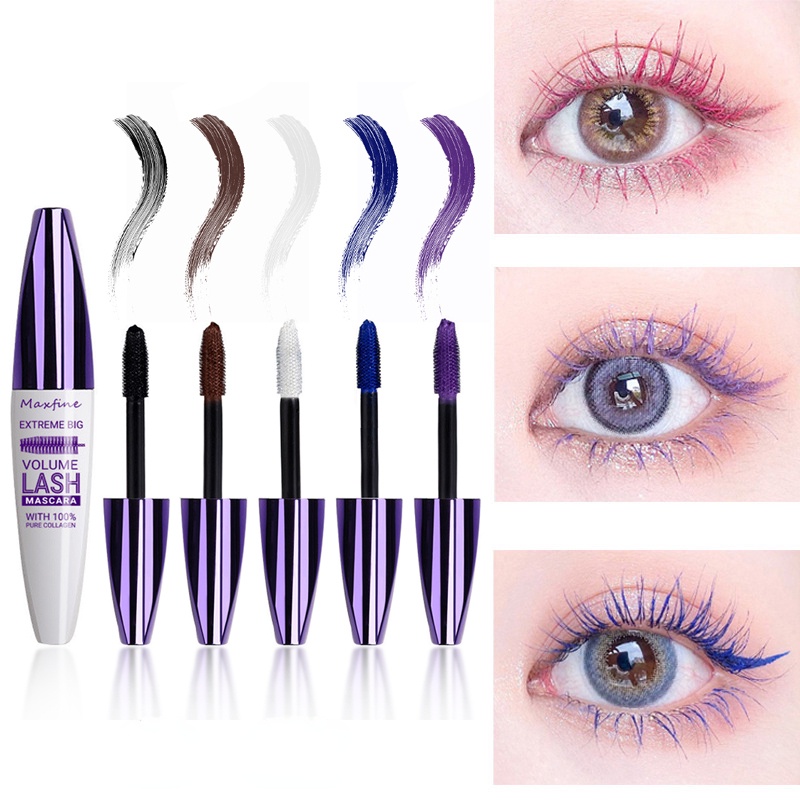 Mascara Sợi Tơ 5D Chống Nước Lâu Trôi 5 Màu Tùy Chọn Mau Khô Giúp Kéo Dài Và Uốn Cong Lông Mi