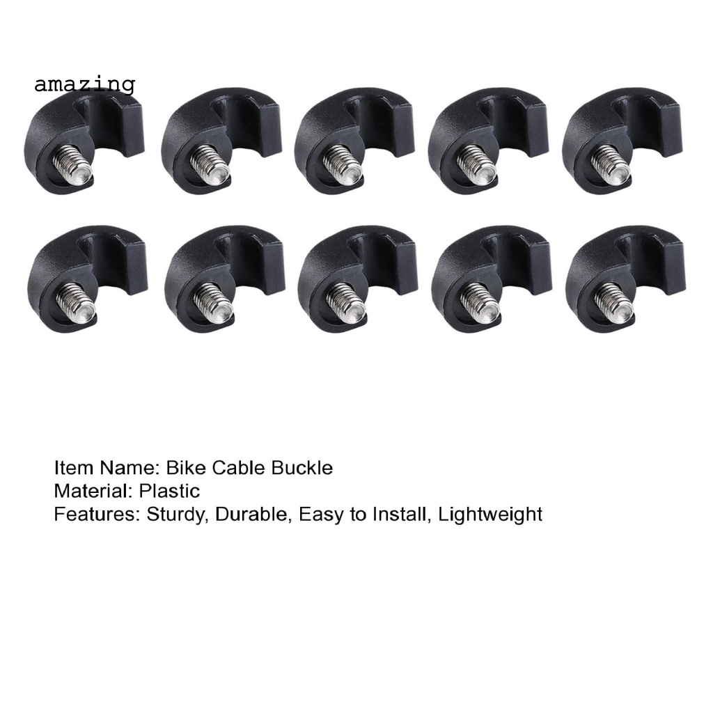 Set 10 Kẹp Cố Định Dây Cáp Xe Đạp Hình Chữ C Bằng Nhựa Chống Mài Mòn