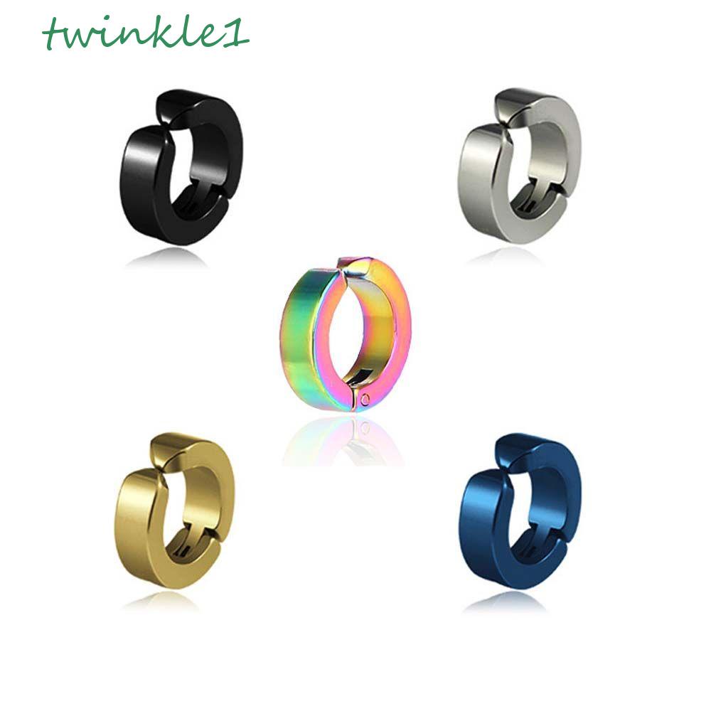 Bông Tai Dạng Kẹp Không Cần Xỏ Lỗ Bằng Thép Không Gỉ Họa Tiết Hình Học Dành Cho Nam Nữ