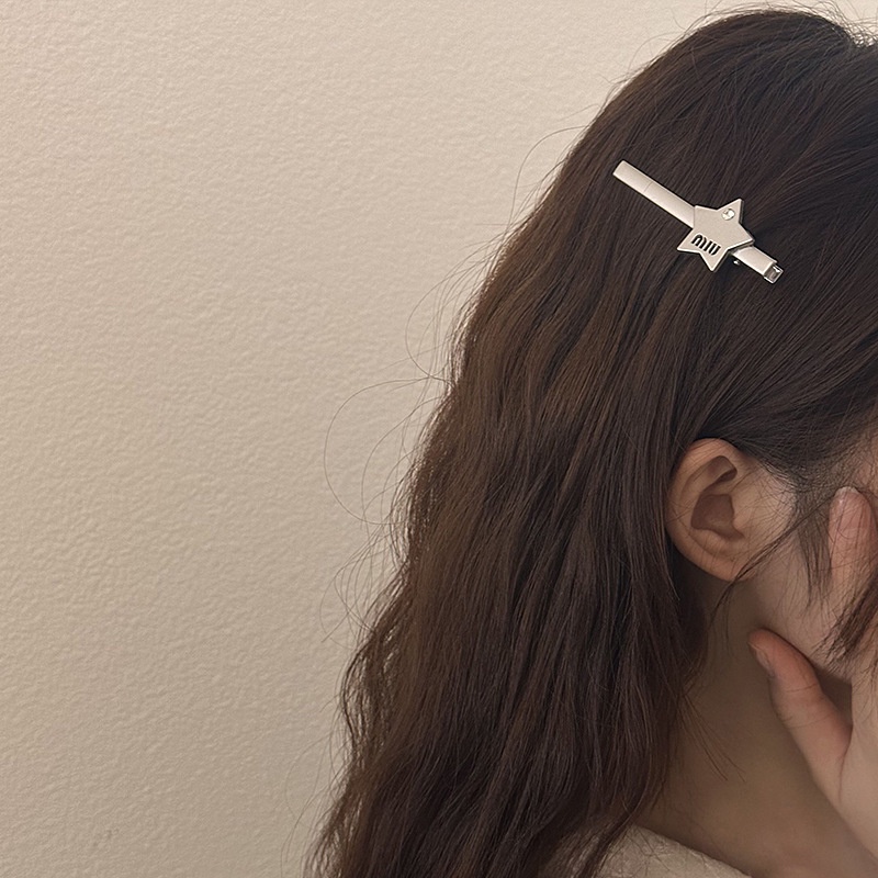 Kẹp Tóc Mỏ Vịt Bằng Kim Loại Màu Bạc Nhẹ Hình Ngôi Sao Sang Trọng Hàn Quốc Cho Nữ