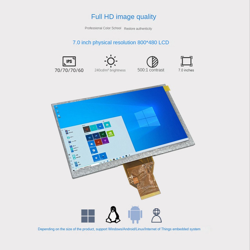 1 Màn Hình TFT LCD 7 Inch 50 Pins HD 800X480 Thay Thế Cho Xe Hơi