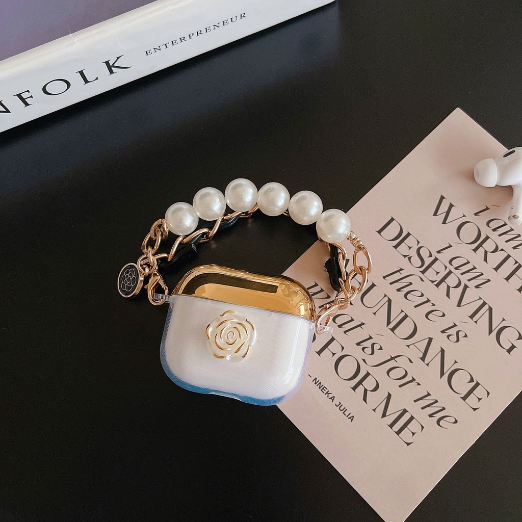 Vỏ Bảo Vệ Hộp Sạc Tai nghe không dây AirPods 1 / 2 / 3 Pro2 2022 Bằng tpu Mềm Trong Suốt Chống Trầy Mạ Điện Màu Vàng Hồng 3D